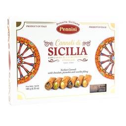 Pennisi Filled Sicilian Cannoli with Pistachio, Cocoa, and Vanilla Cream (6 Pcs) 1
