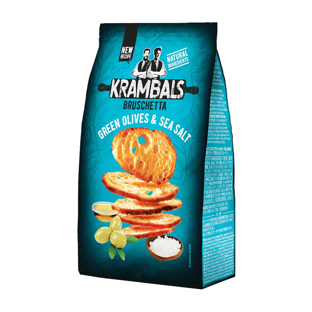 Krambals Green Olives and Sea Salt Bruschetta Chips 1
