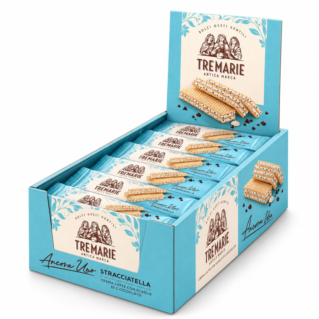 Tre Marie Stracciatella Milk Creme Wafers, 1.3 oz x 30 1