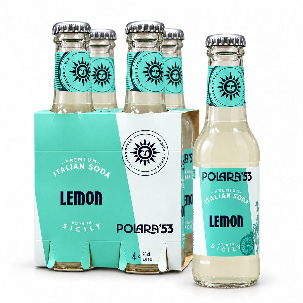Polara Sicilian Lemon Italian Soda, 6.7 fl x 4 1