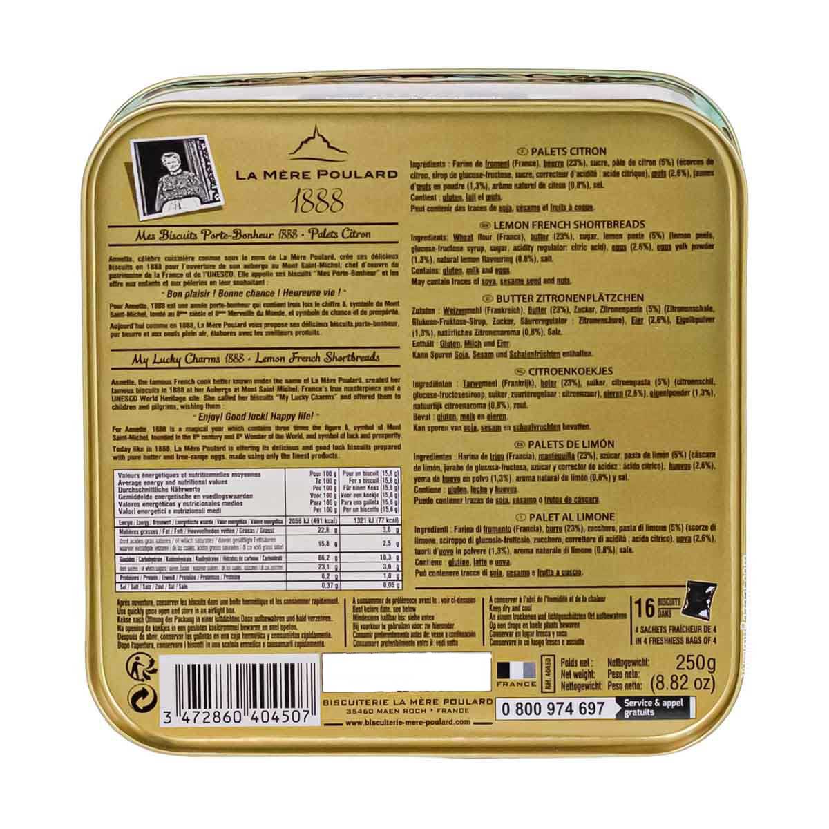 La Mere Poulard French Lemon Butter Cookies Palets in Luxury Tin 3