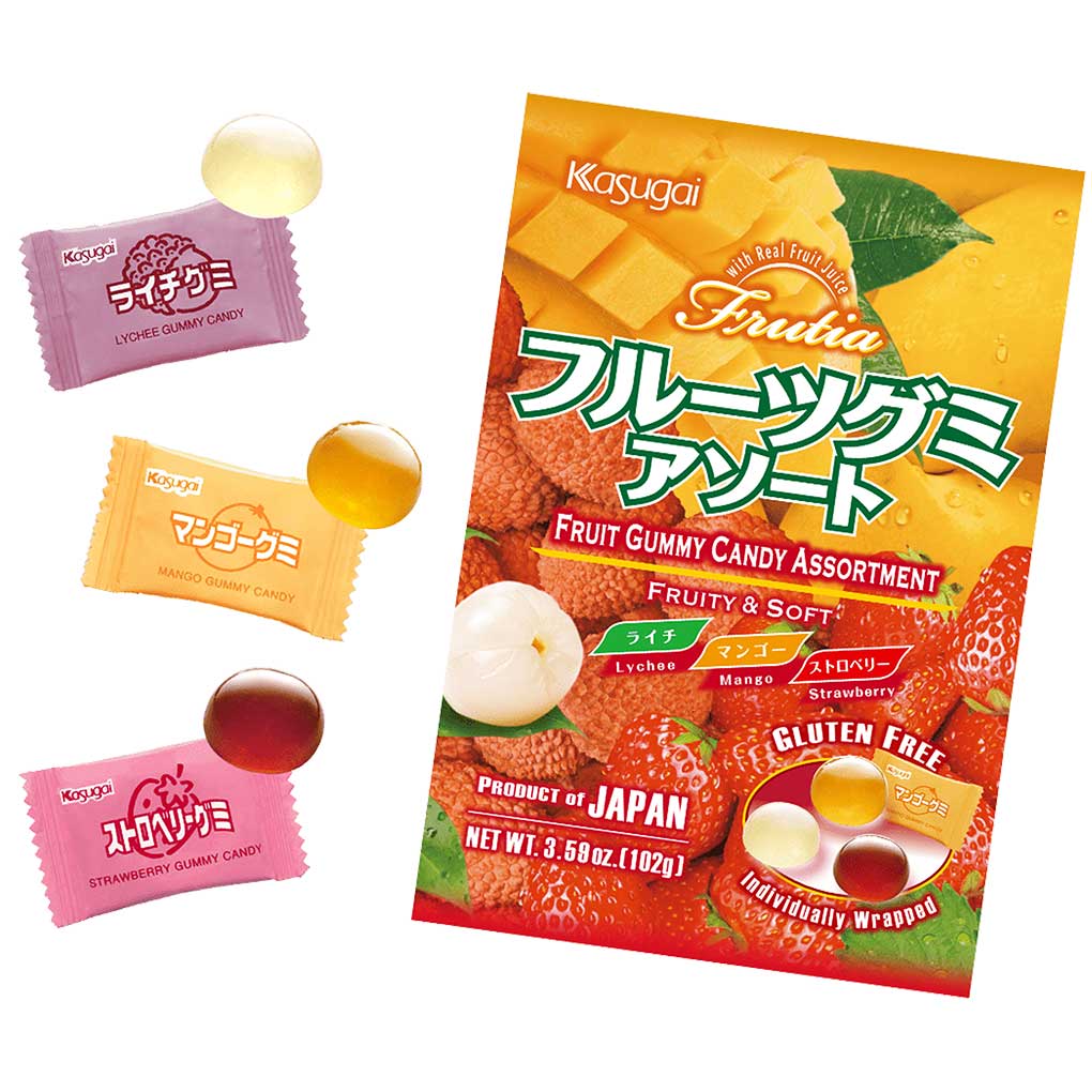Kasugai Assorted Gummy: Lychee, Mango and Strawberry 2