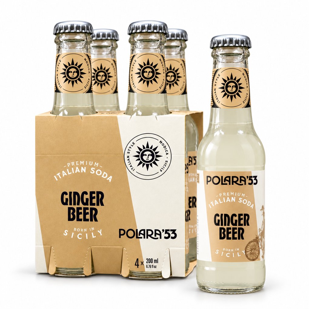 Polara Ginger Beer Italian Soda, 6.7 fl x 4 1
