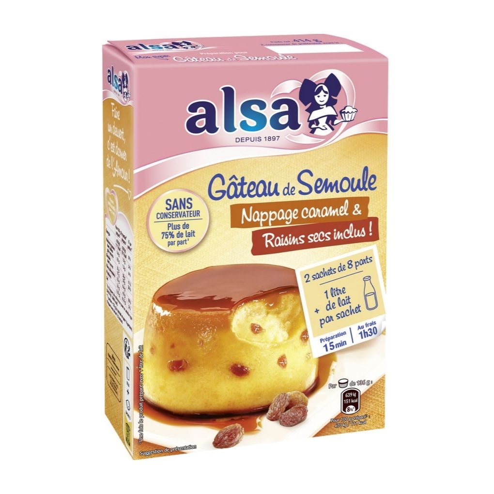 Alsa French Semolina Pudding Mix with Caramel Sauce and Raisins 1