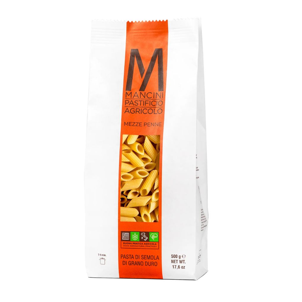 Mancini Mezze Penne Rigate Pasta 1