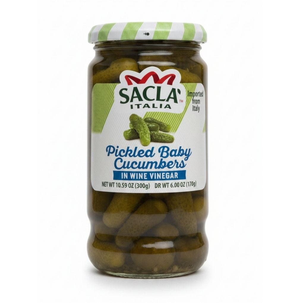 Sacla Pickled Baby Cucumbers in Wine Vinegar 1