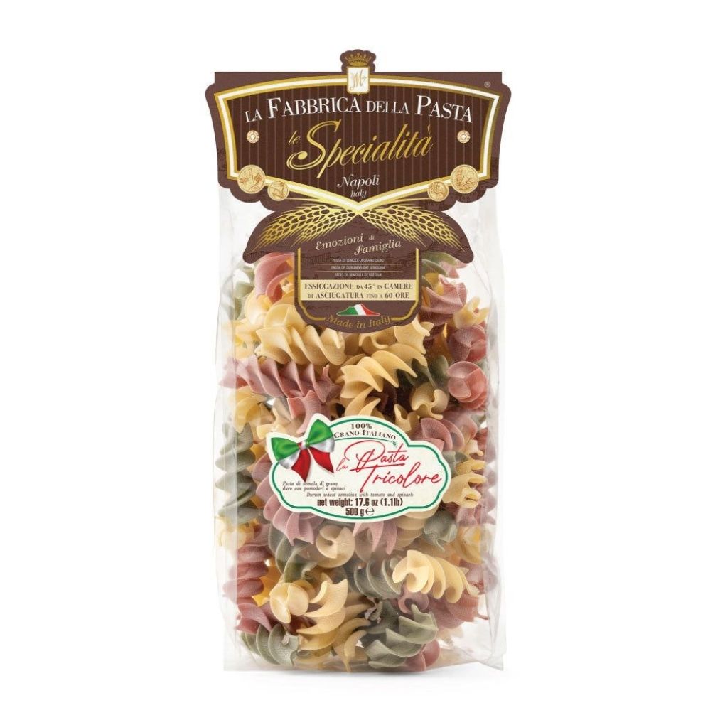 La Fabbrica Della Pasta Fusilli Tricolore with Spinach and Tomato 1