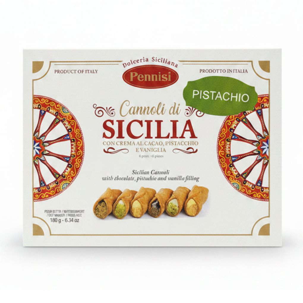 Pennisi Filled Sicilian Cannoli with Pistachio Cream (6 Pcs) 1