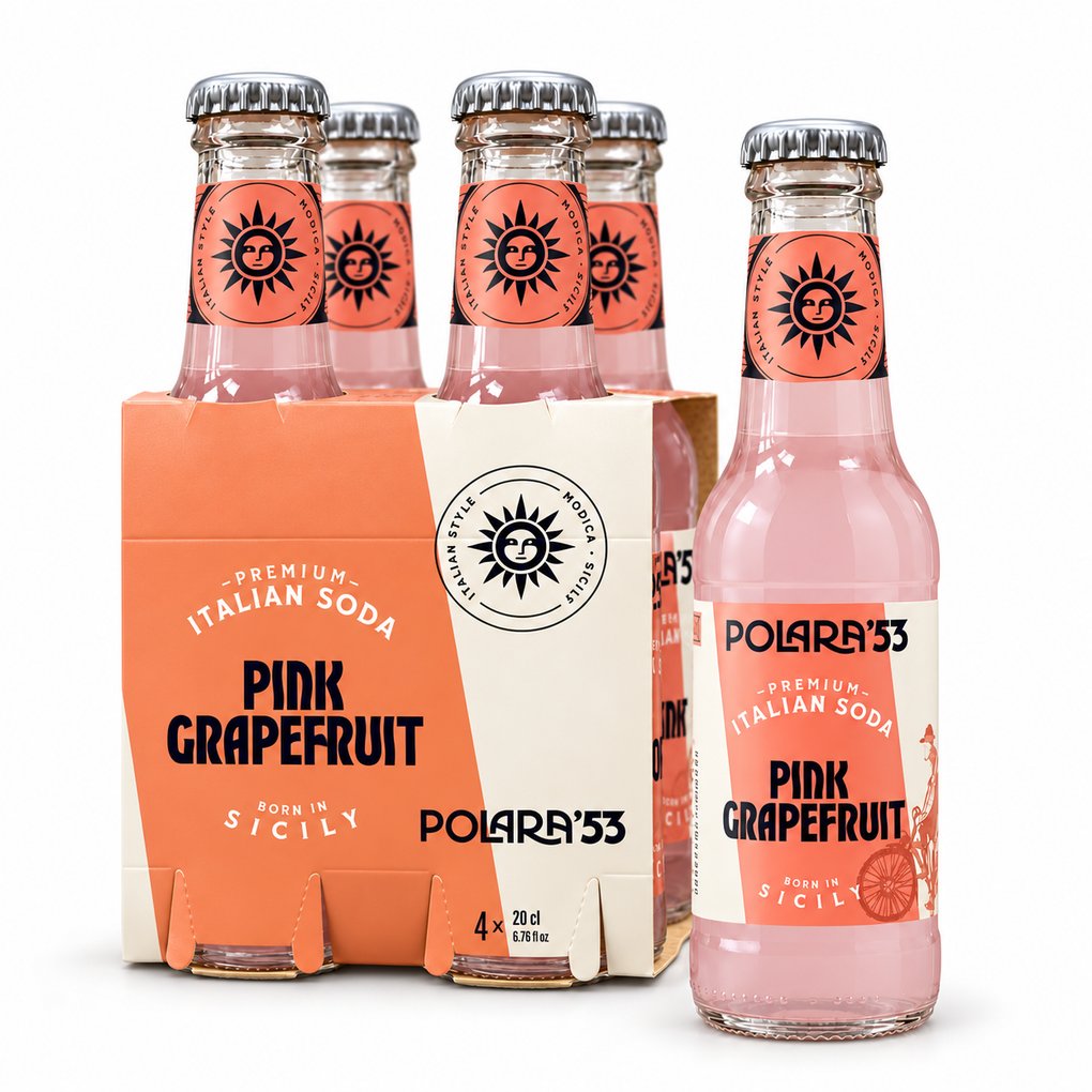 Polara Pink Grapefruit Italian Soda, 6.7 fl x 4 1